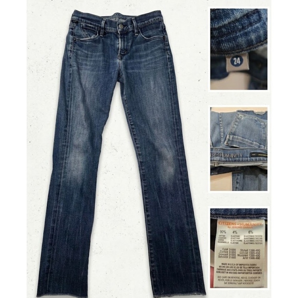 Citizens of Humanity Dani Cropped Straight Leg Jeans Size 24 Raw Hem USA Made